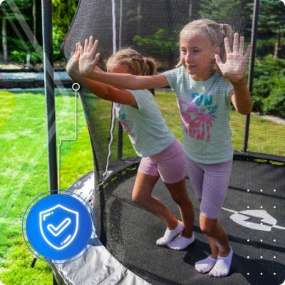 Trampoline de jardin THUNDER 8ft 244 cm pour enfants avec filet de sécurité intérieur et échelle 1 pièce.
