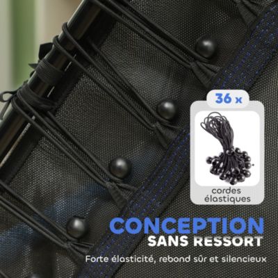 Trampoline enfant dia. 1,63 x 1,9H m filet de sécurité porte zippée 6 poteaux rembourrés inclus charge max. 50 Kg bleu noir