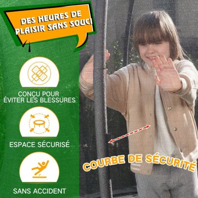 Trampoline Extérieur 305 cm, Certifié GS, pour Enfants, avec Filet de Sécurité