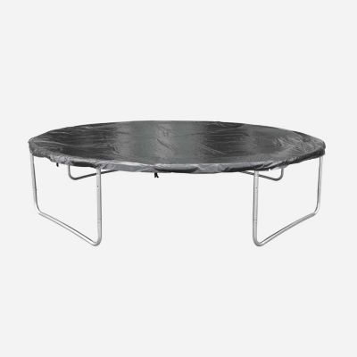 Trampoline rond D. 370cm gris - Saturne Inner XXL   trampoline de jardin avec filet de protection intérieur. échelle. bâche. filet