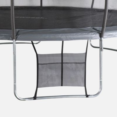 Trampoline rond D. 370cm gris - Saturne Inner XXL   trampoline de jardin avec filet de protection intérieur. échelle. bâche. filet