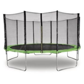 Trampoline " Yoopi "  Diametre 4.60 m  Vert  Avec filet + échelle + couverture + kit d'ancrage