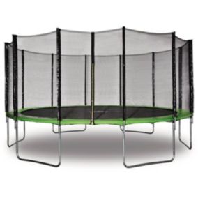 Trampoline " Yoopi "  Diametre 4.90 m  Vert  Avec filet + échelle + couverture + kit d'ancrage