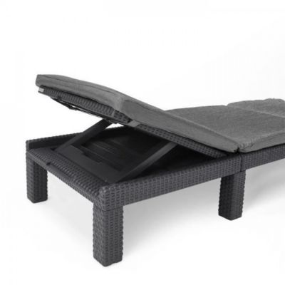 Transat Bain de soleil - Allibert by KETER   DAYTONA   en résine imitation rotin tressé   coussin   dossier réglable - gris g
