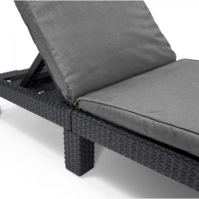 Transat Bain de soleil - Allibert by KETER   DAYTONA   en résine imitation rotin tressé   coussin   dossier réglable - gris g