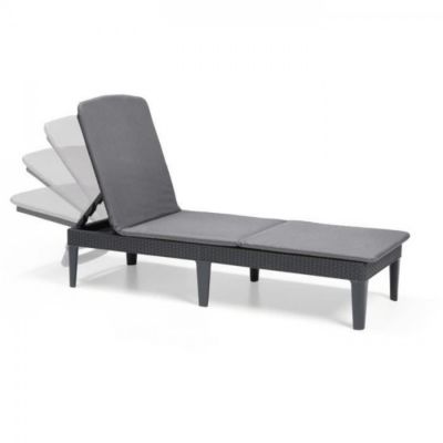 Transat Bain de soleil - Keter - Chaise longue avec coussin Jaipur Graphite - Pliable - Résistant aux intempéries