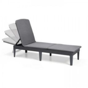 Transat Bain de soleil - Keter - Chaise longue avec coussin Jaipur Graphite - Pliable - Résistant aux intempéries