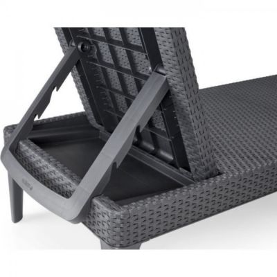 Transat Bain de soleil - Keter - Chaise longue avec coussin Jaipur Graphite - Pliable - Résistant aux intempéries