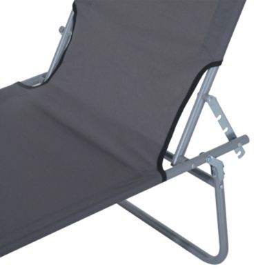 Transat bain de soleil pliable grand confort dossier et pare-soleil réglable multi-positions gris