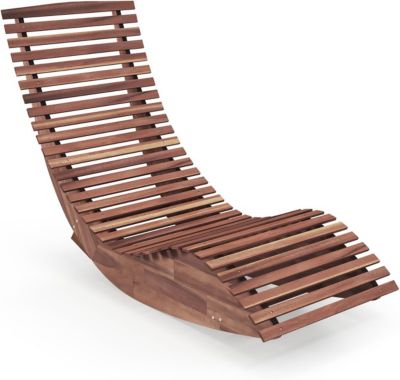 Transat à Bascule en Bois d'Acacia, Chaise Longue à Bascule Ergonomique, Charge 160KG, 157x60x76CM
