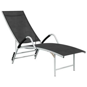 Transat chaise longue bain de soleil aluminium noir Helloshop26