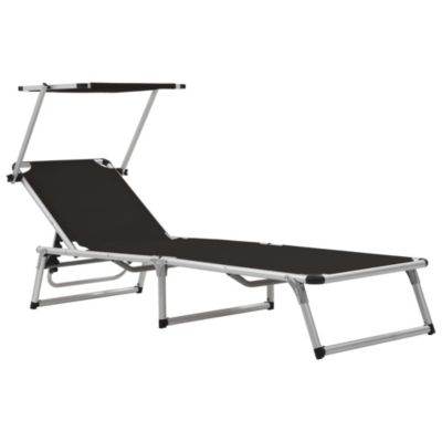 Transat chaise longue bain de soleil aluminium noir Helloshop26