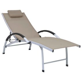 Transat chaise longue bain de soleil aluminium taupe Helloshop26