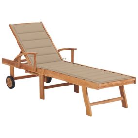 Transat chaise longue bain de soleil bois beige Helloshop26