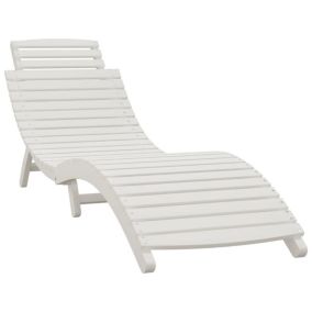 Transat chaise longue bain de soleil bois blanc Helloshop26