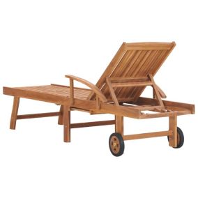 Transat chaise longue bain de soleil bois crème Helloshop26