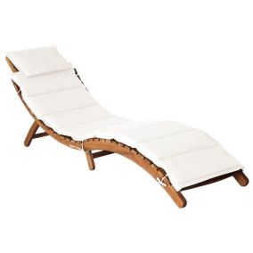 Transat chaise longue bain de soleil bois crème Helloshop26