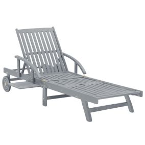 Transat chaise longue bain de soleil bois gris Helloshop26