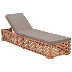 Transat chaise longue bain de soleil bois gris Helloshop26