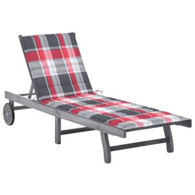 Transat chaise longue bain de soleil bois gris Helloshop26