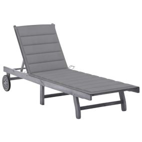 Transat chaise longue bain de soleil bois gris Helloshop26