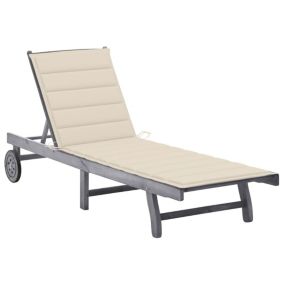 Transat chaise longue bain de soleil bois gris Helloshop26