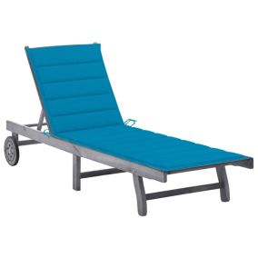 Transat chaise longue bain de soleil bois gris Helloshop26