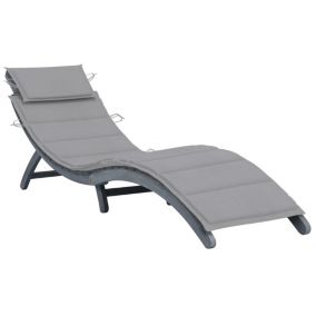 Transat chaise longue bain de soleil bois gris Helloshop26