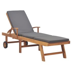 Transat chaise longue bain de soleil bois gris Helloshop26