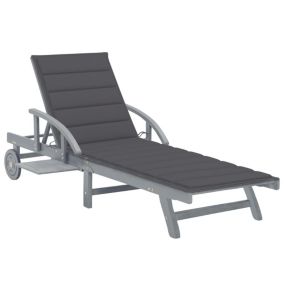 Transat chaise longue bain de soleil bois gris Helloshop26