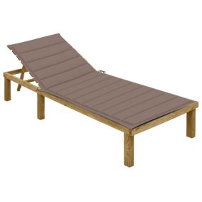 Transat chaise longue bain de soleil bois taupe Helloshop26