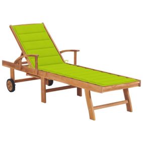 Transat chaise longue bain de soleil bois vert Helloshop26