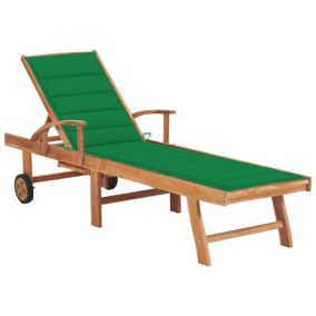 Transat chaise longue bain de soleil bois vert Helloshop26