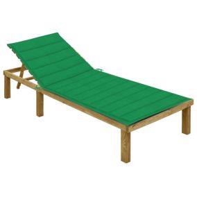 Transat chaise longue bain de soleil bois vert Helloshop26