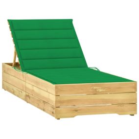 Transat chaise longue bain de soleil bois vert Helloshop26