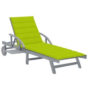 Transat chaise longue bain de soleil lit de jardin terrasse meuble d'extérieur 200 cm avec coussin bois d'acacia so 02.0012364