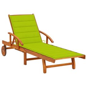 Transat chaise longue bain de soleil lit de jardin terrasse meuble d'extérieur avec coussin bois d'acacia solide 02.0012361