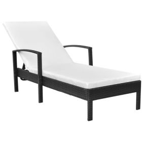 Transat chaise longue bain de soleil résine noir Helloshop26