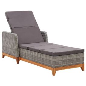 Transat chaise longue bain de soleil resine gris Helloshop26