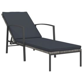 Transat chaise longue bain de soleil resine gris Helloshop26