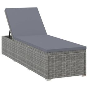 Transat chaise longue bain de soleil resine gris Helloshop26