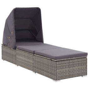 Transat chaise longue bain de soleil resine gris Helloshop26