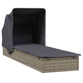 Transat chaise longue bain de soleil resine gris Helloshop26