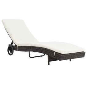 Transat chaise longue bain de soleil resine marron Helloshop26