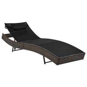 Transat chaise longue bain de soleil resine marron Helloshop26