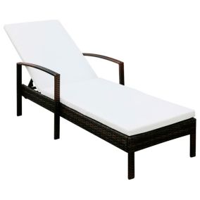 Transat chaise longue bain de soleil resine marron Helloshop26