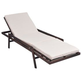 Transat chaise longue bain de soleil resine marron Helloshop26