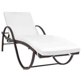 Transat chaise longue bain de soleil resine marron Helloshop26