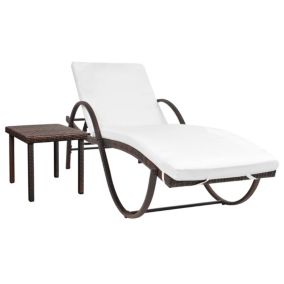 Transat chaise longue bain de soleil resine marron Helloshop26