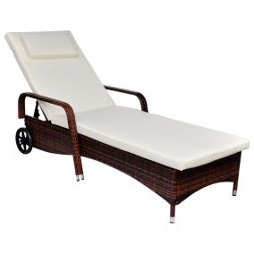 Transat chaise longue bain de soleil resine marron Helloshop26